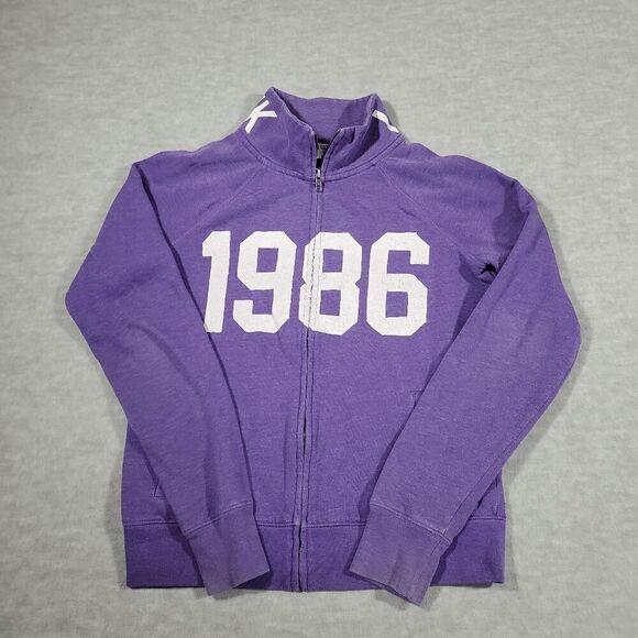 PINK Victoria's Secret Jacket Womens Small Purple Track Stretch Sports Full Zip - Picture 1 of 10